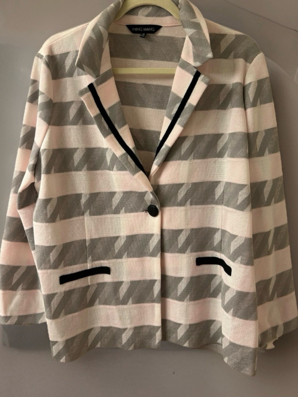 NEW Ming Wang Pink & Gray Striped Women's Blazer size XL